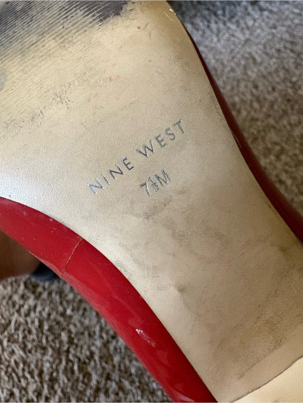 Nine West Red Patent Leather Peep-Toe Heels